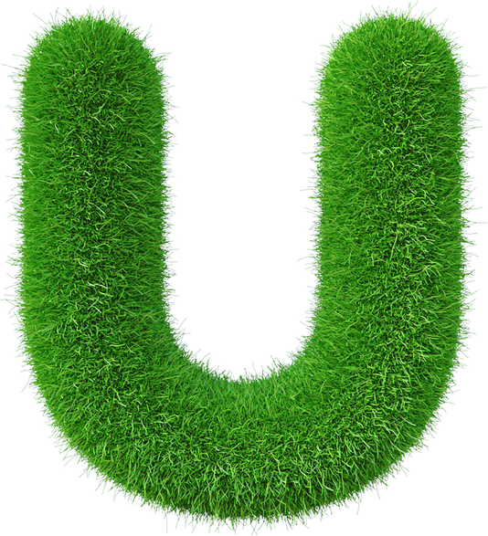 Grass font U letter Green